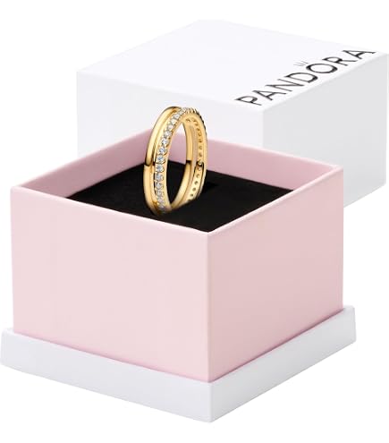 Amazon.com: Pandora Sparkling Twisted Lines Ring - Stackable Rose